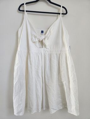 Old Navy White Keyhole Linen Mini Dress Plus Size